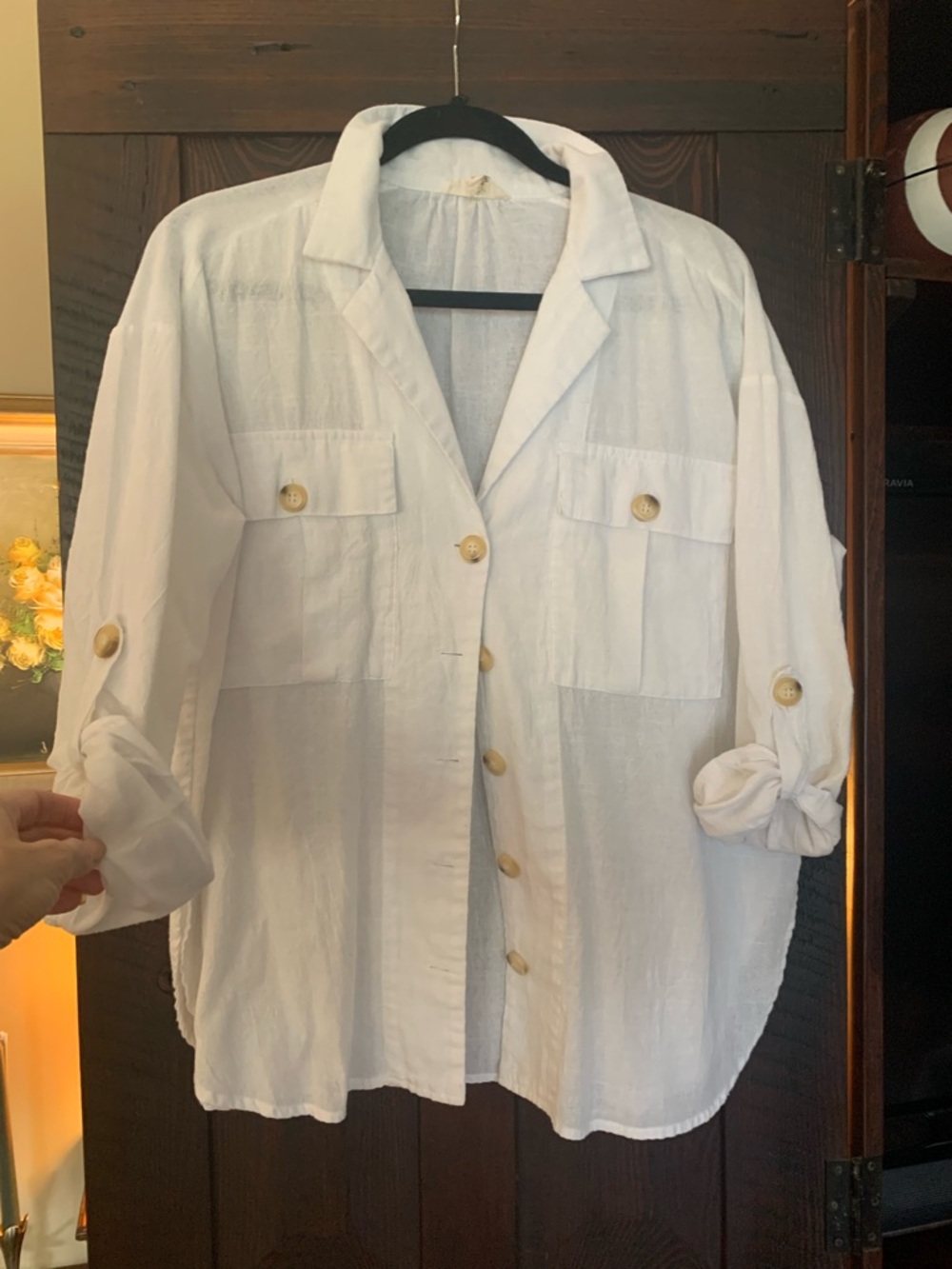 entro White Linen-Look Button Shirt
